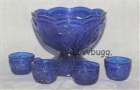 Blue Depression Glass Punch Bowl Set for American Girl 18 inch Doll Accessory