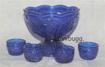 Blue Punch Bowl Set