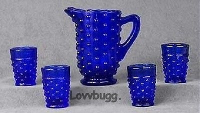 Blue Hobnail DG Pitcher Set for American Girl 18 inch Doll Dishes Food Accessory