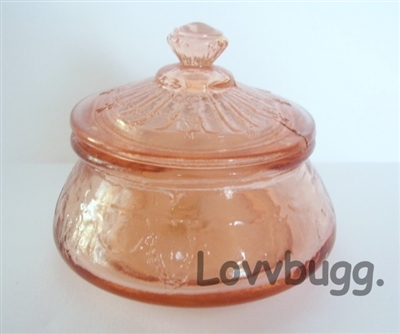 Pink Cookie Jar Mini Depression Glass for American Girl 18 inch Doll Food Accessory