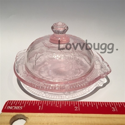 Pink Depression Glass Cake Plate Mini