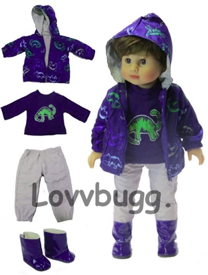 Dinosaur Rain Set  for American Girl Boy Logan 18 inch Doll Clothes