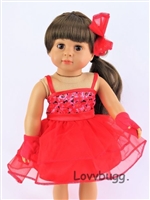 Red Dance Costume with Gloves, Bow for American Girl 18 inch Doll Clothes