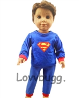 Superman Pajamas Costume for American Girl or Boy 18 inch Logan Doll Clothes