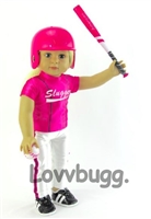 Pink Baseball Uniform with Accessories for American Girl 18 inch or Baby Born Doll Clothes