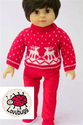 Reindeer Sweater and Pants for American Girl or Boy 18 inch Doll Clothes