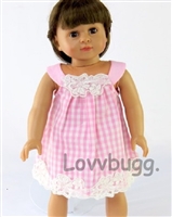 Sweet Pink Gingham Summer Dress for American Girl 18 inch or Bitty Baby Born Doll Clothes