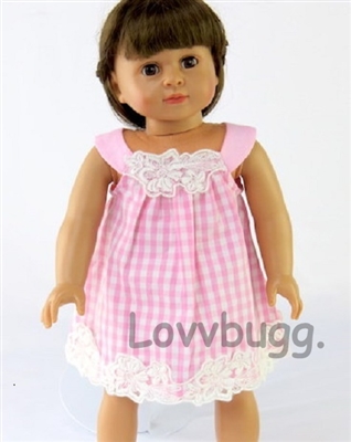 Pink Gingham Summer Dress for American Girl 18 inch or Bitty Baby Born Doll Clothes