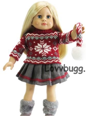 Red Snowflake Sweater Skirt Set