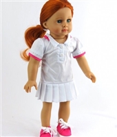 White and Pink Tennis Dress for American Girl 18 inch or Bitty Baby Born Doll Clothes