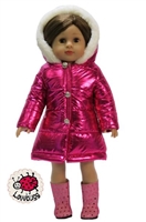 Hot Pink Puffer Coat for American Girl 18 inch or Bitty Baby Born Doll Clothes