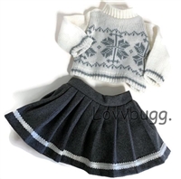 Gray Snowflake Skirt & Sweater for American Girl 18 inch or Bitty Baby Born Doll Clothes