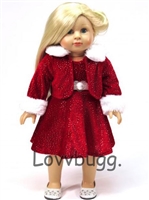 Holiday Christmas & Valentine Sparkle Red Dress with Jacket for American Girl 18 inch Doll Clothes and Valentine