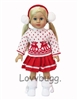 White Reindeers Sweater and Red Skirt Set for 18 inch American Girl or Baby Winter Doll Clothes