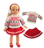 Merry Christmsa Sweater Red Skirt Set for 18 inch American Girl or Baby Winter Doll Clothes