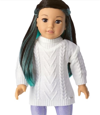 White Cable Sweater AG Brand for 18 inch American Girl or Baby Winter Doll Clothes