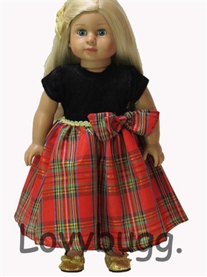 Christmas Plaid Holidays Recital Dress for American Girl 18 inch Doll Clothes
