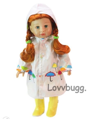 Raincoat with Yellow Boots Set for American Girl 18 inch or Baby Doll Clothes