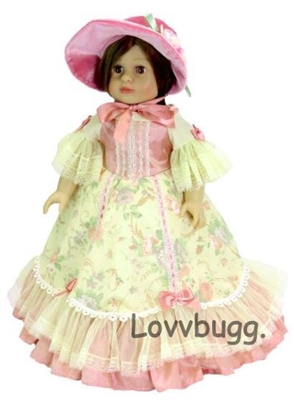 Rose Colonial with Velvet Hat for American Girl 18 inch Doll Clothes