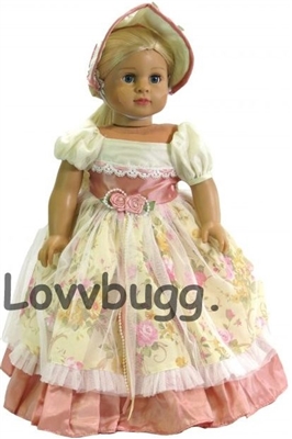 Rose Colonial Southern Belle Gown with Bonnet