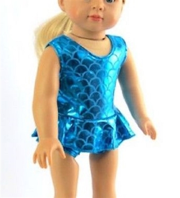 Blue Mermaid Scales Swimsuit for American Girl 18 inch or Baby Doll Clothes