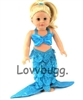 Bright Blue Mermaid Costume for American Girl 18 inch and Bitty Baby Born Doll Clothes
