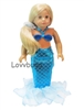 Bright Blue Mermaid Dress Costume  for American Girl 18 inch or Baby Doll Clothes