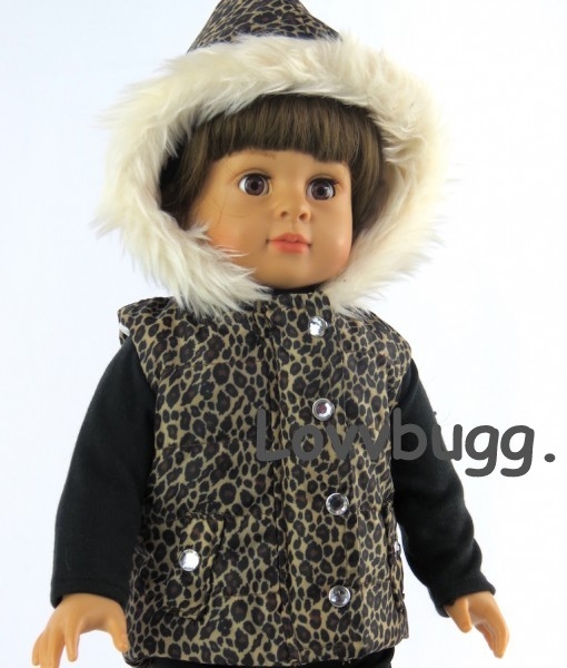 Leopard Puffy Vest 18inch American Girl or Baby Doll Clothes