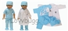 Lt Blue Scrubs 7pc w Lab Coat for American Girl 18 inch Doll Clothes Costume