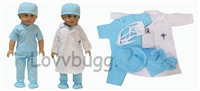 Light Blue Turquoise Scrubs 7pc Set with Lab Coat Nurse Doctor Medical for American Girl for American Girl 18 inch Doll Clothes Costume