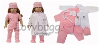 SALE Light Pink Scrubs 7pc Set with Lab Coat Nurse Doctor Medical for American Girl for American Girl 18 inch Doll Clothes Costume