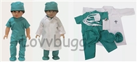 SALE Green Scrubs 7pc Set with Lab Coat Nurse Doctor Medical for American Girl for American Girl 18 inch Doll Clothes Costume