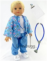 Blue Veterinarian Scrubs Costume with Accessories for American Girl or Boy 18 inch Doll Clothes