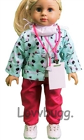 Scottie Dogs Vet Veterinarian Scrubs with Accessories Set for American Girl 18 inch Doll Clothes Costume
