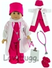 Hot Pink Doctor Scrubs 8pc Set Costume for American Girl 18 inch Doll Clothes