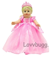 Glamorous Pink Princess Gown Tiara for American Girl 18 inch Doll Clothes Costume