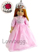 Pink Princess Gown Costume Dress with Crown for American Girl 18 inch Doll Clothes