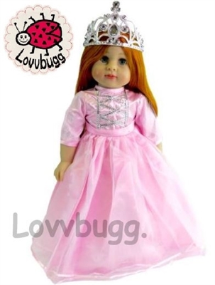 Pink Princess Gown with Crown Costume for American Girl 18 inch Doll Clothes