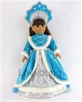 Elegant Blue Russian Costume Sarafan Kokoshnik for American Girl 18 inch Doll Clothes