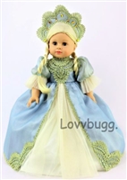 Light Blue Russian Court Gown Costume Sarafan Kokoshnik for American Girl 18 inch Doll Clothes