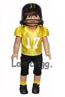 Complete Black and Gold/Yellow Football Uniform Set for American Girl or Boy 18 inch Doll Clothes