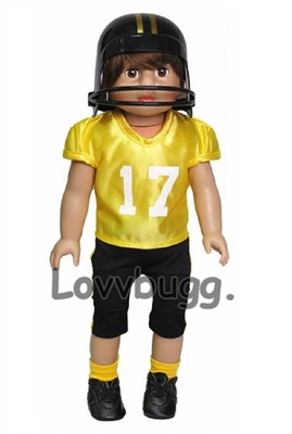 Complete Yellow and Black Football Uniform for American Girl 18 inch Doll Clothes