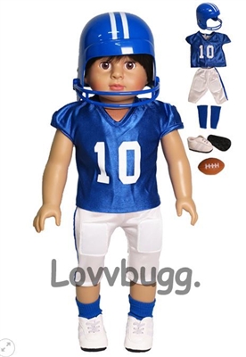 Complete Blue and White Football Uniform for American Girl 18 inch Doll Clothes