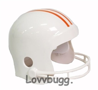 White & Orange Football Helmet for American Girl or Boy 18 inch Doll Clothes