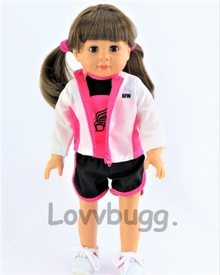 Track Running Shorts Jacket for American Girl 18 inch or Bitty Baby Born Doll Clothes