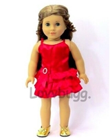 Red Satin Dress with Shoes Set for 18 inch American Girl Doll Clothes