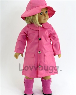 Medium Pink Ripstop Raincoat with Hat