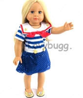 Glitzy Patriotic Sailor Dress for American Girl 18 inch or Bitty Baby Born Doll Clothes