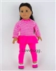 Hot Pink Stripes Pants Set for American Girl 18 inch Doll Clothes