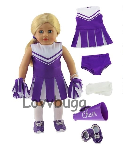 Complete Purple Cheerleader 18 inch American Girl or Baby Doll Clothes